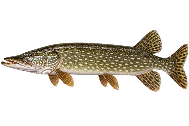 Northern Pike realistic specimen illustration