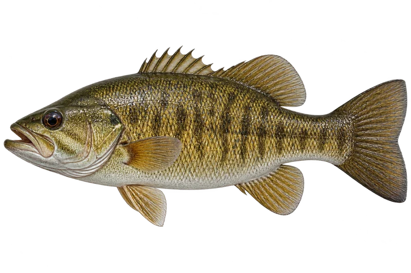 Smallmouth Bass realistic specimen illustration